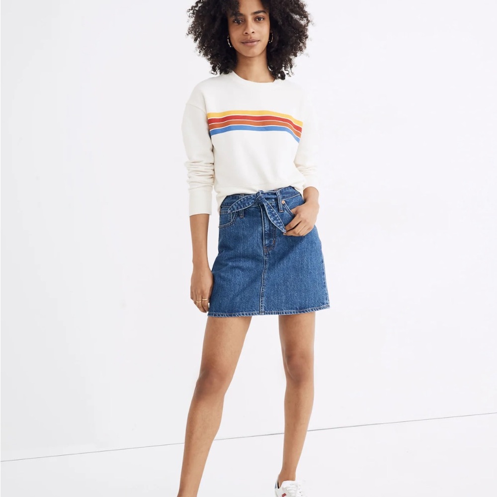 Madewell Rigid Denim Straight Mini Skirt in Haydel Tie-Waist Edition 26 new - Picture 2 of 10